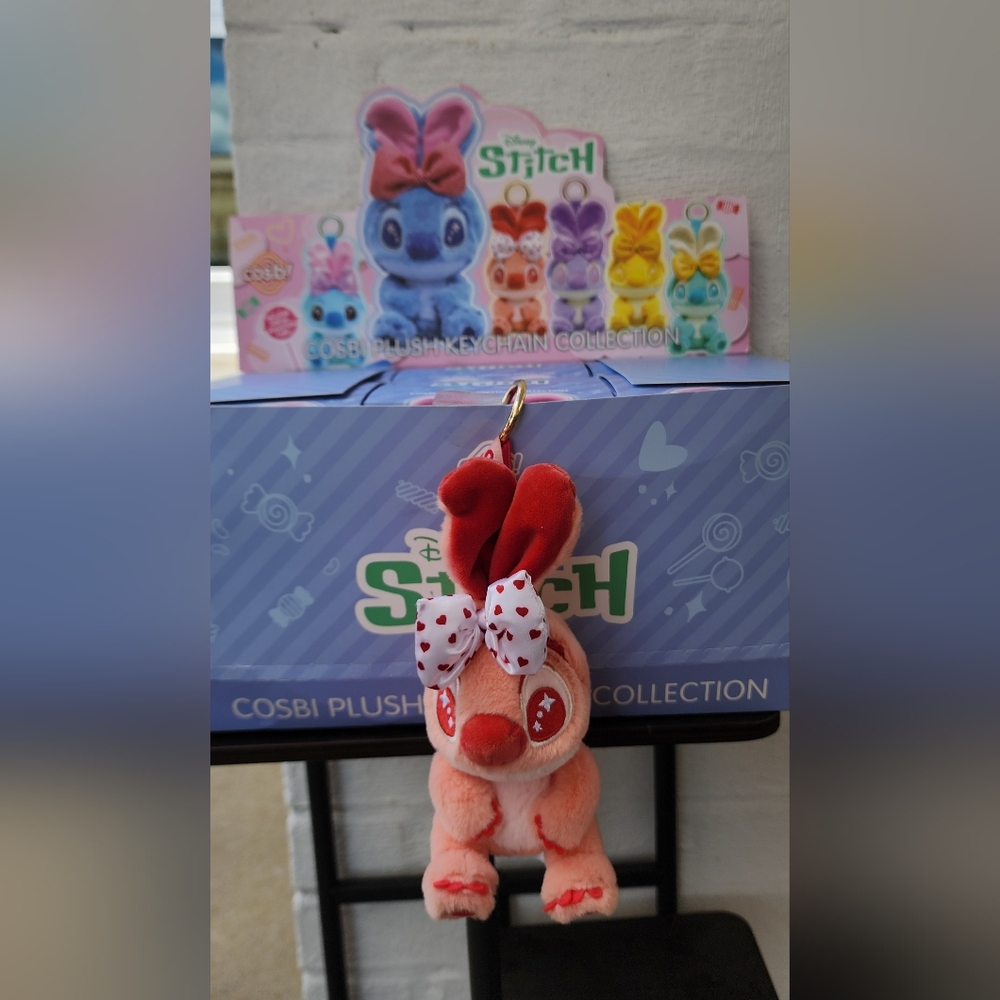 Disney Stitch Cosbi Red and Pink Plush Keychain